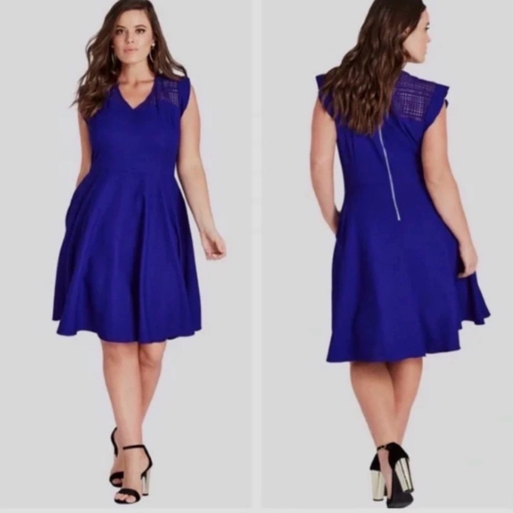 City Chic Cobalt Blue Crochet Dress